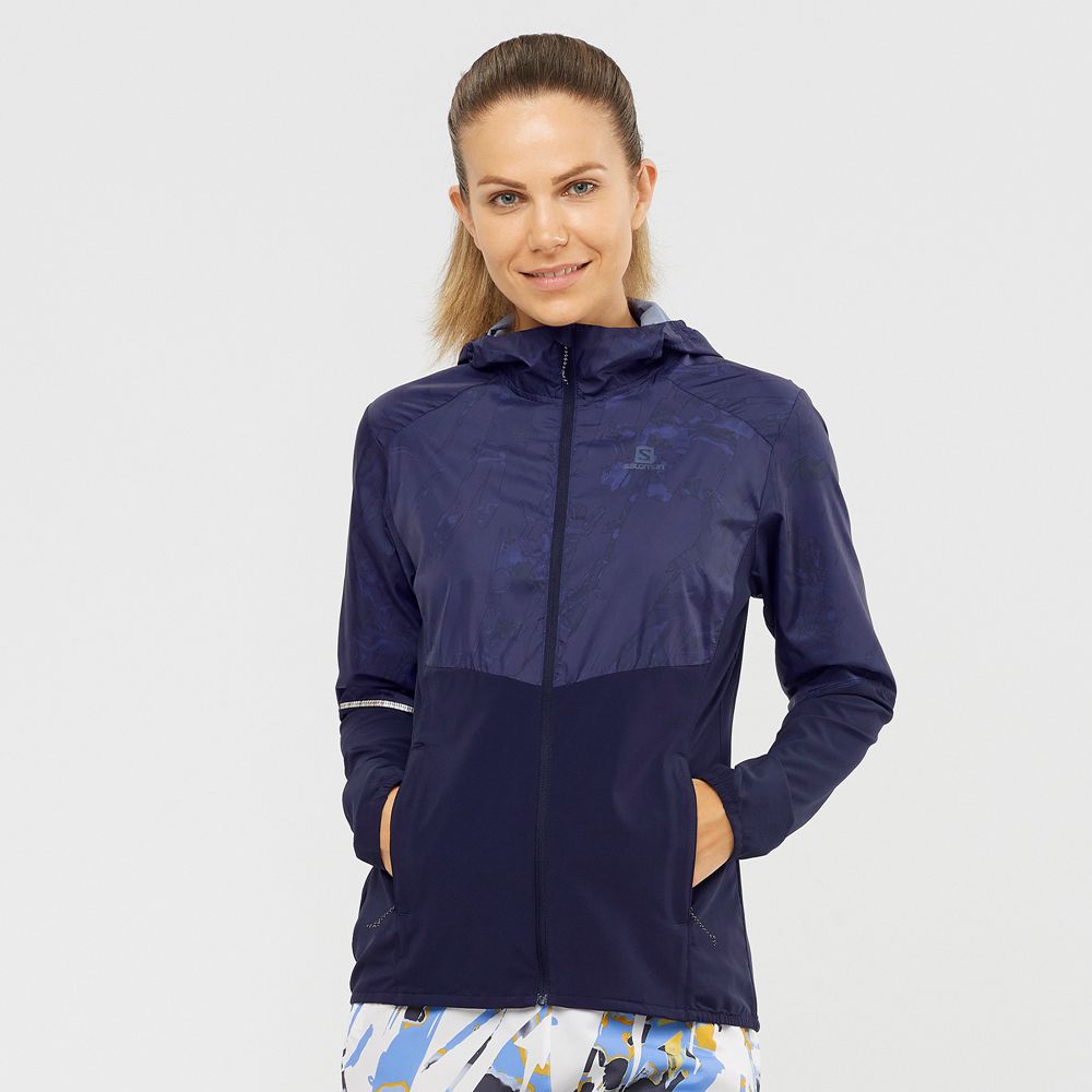 Vestes Salomon Femme Bleu Marine - Salomon AGILE WIND - France (2560-BYZGE)